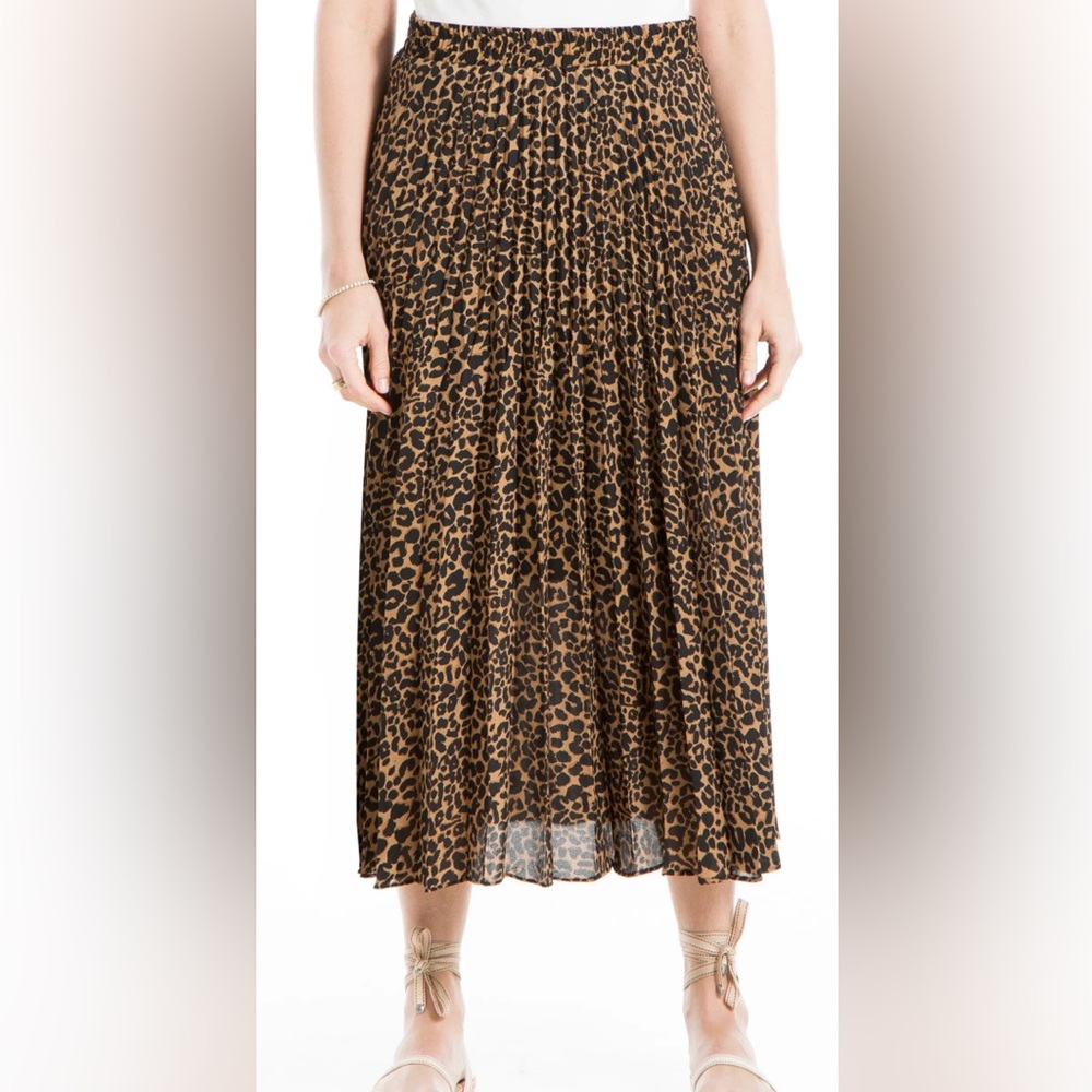 Max Studio Women’s Pleated Midi Skirt | Cheetah Print | Size Medium | NWT